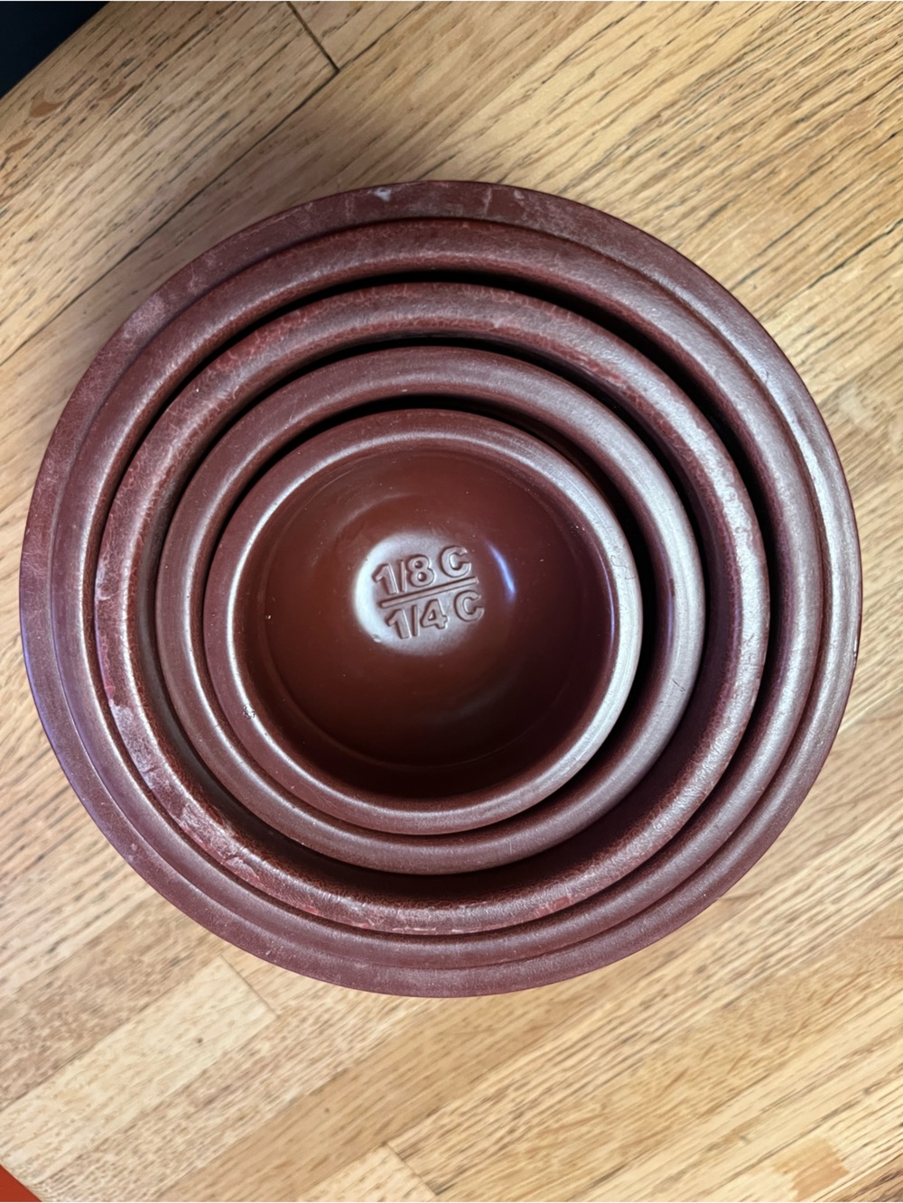 Set of 4 Stackable Nesting Ceramic Bowls in Deep Brown